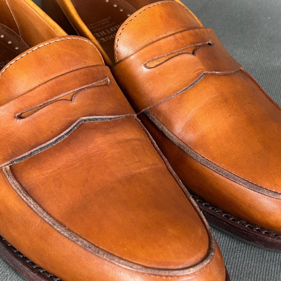 Brooks Brothers Mens Tan Leather Penny Loafers Made in USA Goodyear Welted 8.5 D - Picture 8 of 10